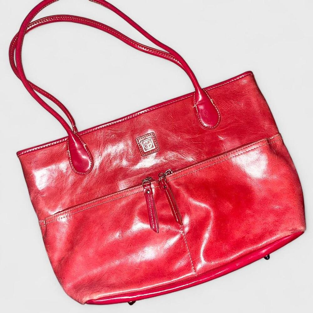 Giani Bernini Vintage Red Leather Small Tote Handbag